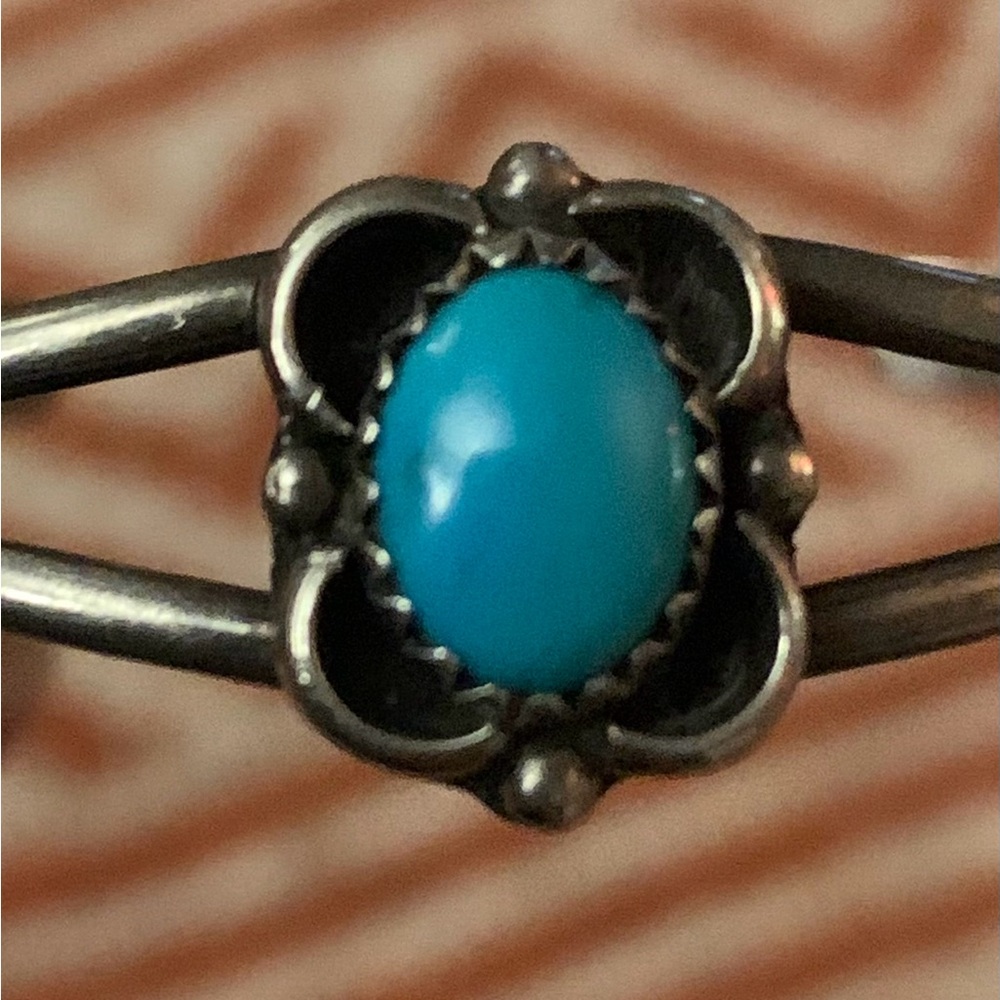 Vintage Navajo Turquoise Cuff Bracelet Signed